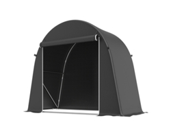 Caseta De Jardín Portátil Para Bicicletas, Puerta Enrollable Con Cremallera, Estructura Metálica, Cubierta De Plástico Gris Oscuro