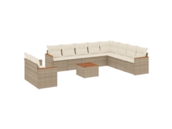 Maison Exclusive - Set De Sofás De Jardín 11pzas Con Cojines Ratán Sintético Beige