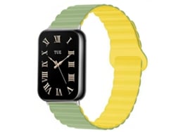 Bracelete Para Redmi Watch 6 / 5 / 4 - Silicone Magnético Reversível - Fecho Duas Cores Verde Menta + Amarelo Claro