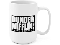 Caneca de cerâmica Dunder Mifflin da série The Office (2026), própria para micro-ondas e lava-louças, presente ideal.
