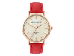 Reloj De Pulsera Unisex De Piel Sintética Con Pantalla Analógica Y Movimiento De Cuarzo (rojo)