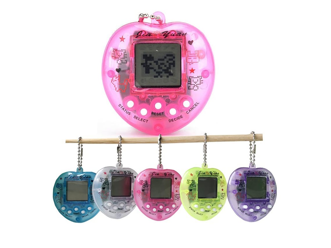 Rebe-3pcs Mascota Digital Virtual Electrónica Corazón Transparente Rosa Azul Morado Juego Llavero Interactivo