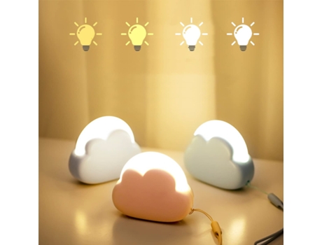 Lámpara LED de mesilla de noche Lámpara nube creativa recargable por USB blanco