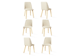 Sillas De Comedor Goeurvant 421(pack De 6, Crema, Tela)