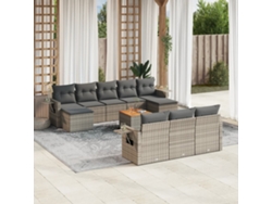 Conjunto de sofá de jardín de 11 piezas con cojines, ratán gris, DKD Home Decor