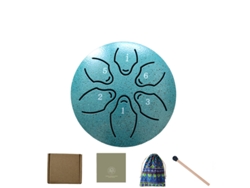 Tambor Handpan Digitallab de 3 pulgadas con 6 notas menores para bebés con baquetas (blq - Verde oscuro)