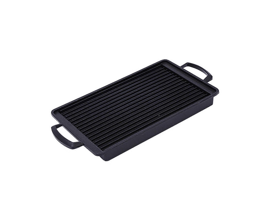 Parrilla portátil para barbacoa con superficie antiadherente, placa rectangular de aluminio ligera para uso en exteriores.