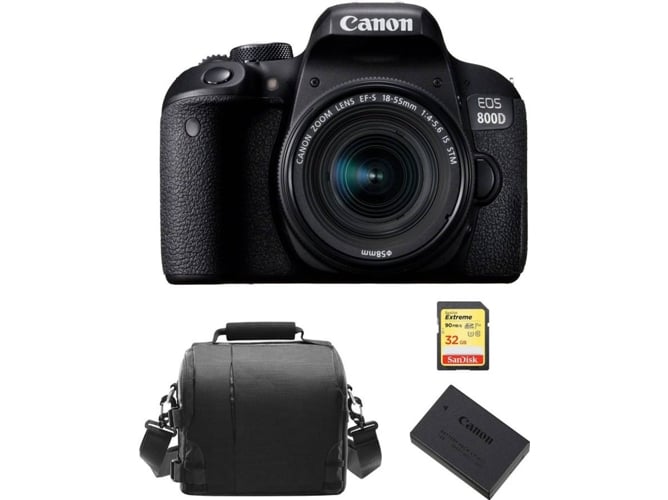 Kit Cámara Réflex CANON EOS 800D EF-S 18-55mm F4-5.6 IS STM + 32GB SD+ LP-E17