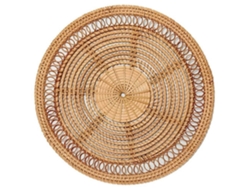 Decoración de pared de mimbre tejido estilo bohemio natural de Rebe para el hogar, jardín y balcón.