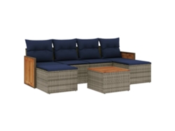 Maison Exclusive - Conjunto De Sofá De Jardín De 7 Piezas Con Cojines, Poliratán Gris