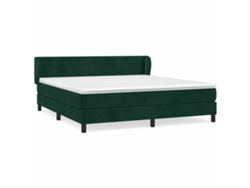 Maison Exclusive - Cama Box Spring Con Colchón Terciopelo Verde Oscuro 160x200 Cm