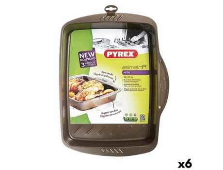 Molde para Horno Pyrex Asimetria Rectangular Negro 35 x 27 cm Metal (6 Unidades)