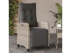 Silla de jardín reclinable con reposapiés DKD Home Decor, mimbre gris claro