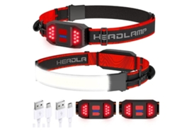 Linterna frontal Paquete de 2 lámparas frontales Luz para casco Linterna frontal para adultos Linterna frontal LED de haz ancho con luz roja S DIGITALLAB