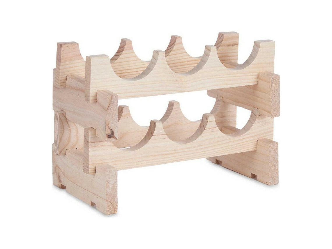 Soporte Para 6 Botellas de Madera de Pino Natural 36,5 X 21 X 25 Cm