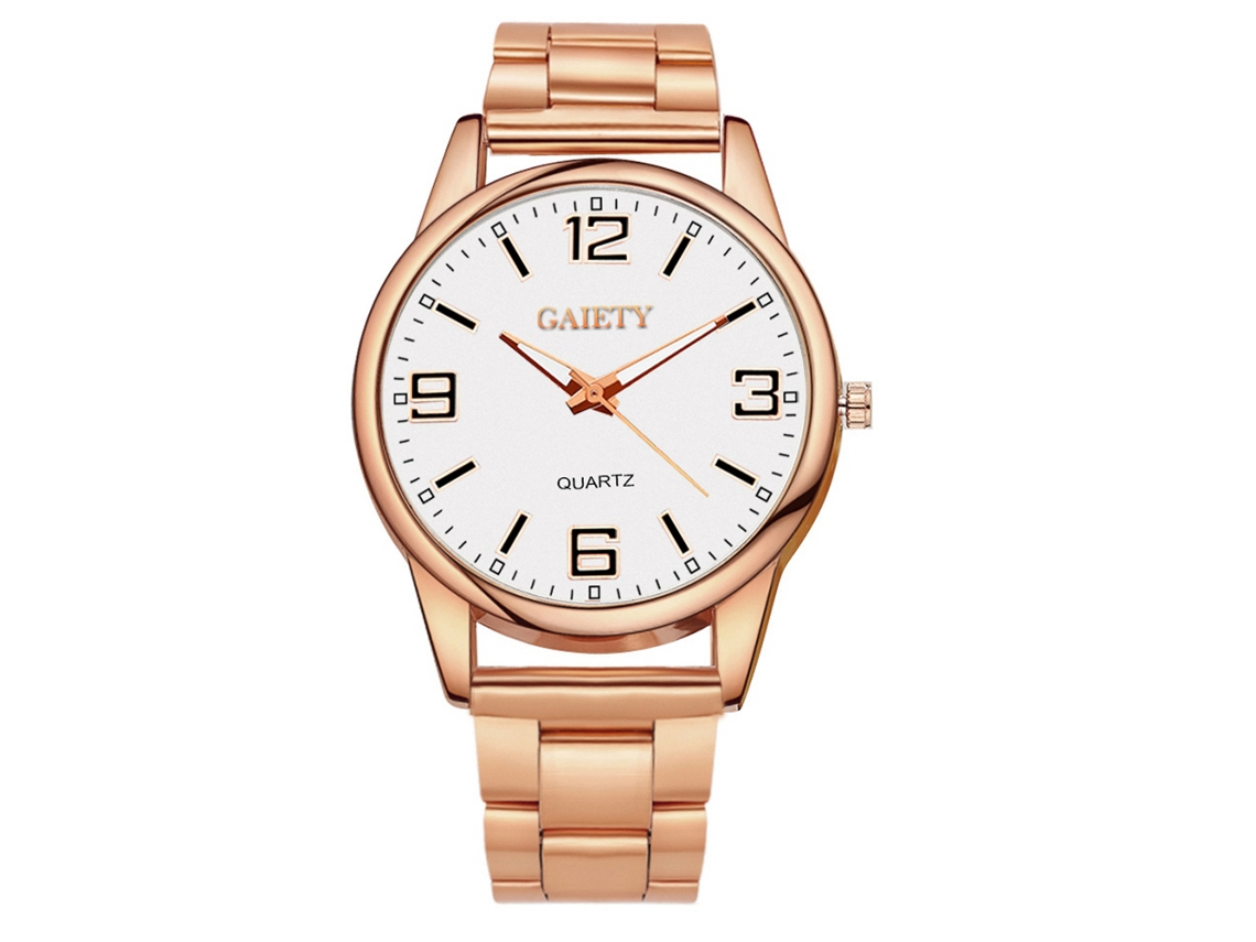 Reloj analógico de cuarzo para hombre con correa de lujo de estilo casual de negocios (oro rosa)