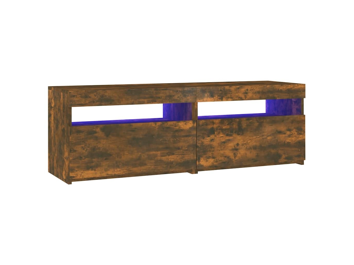 Mueble de TV con luces LED, Roble Ahumado, MAISON EXCLUSIVE, 120x35x40 cm