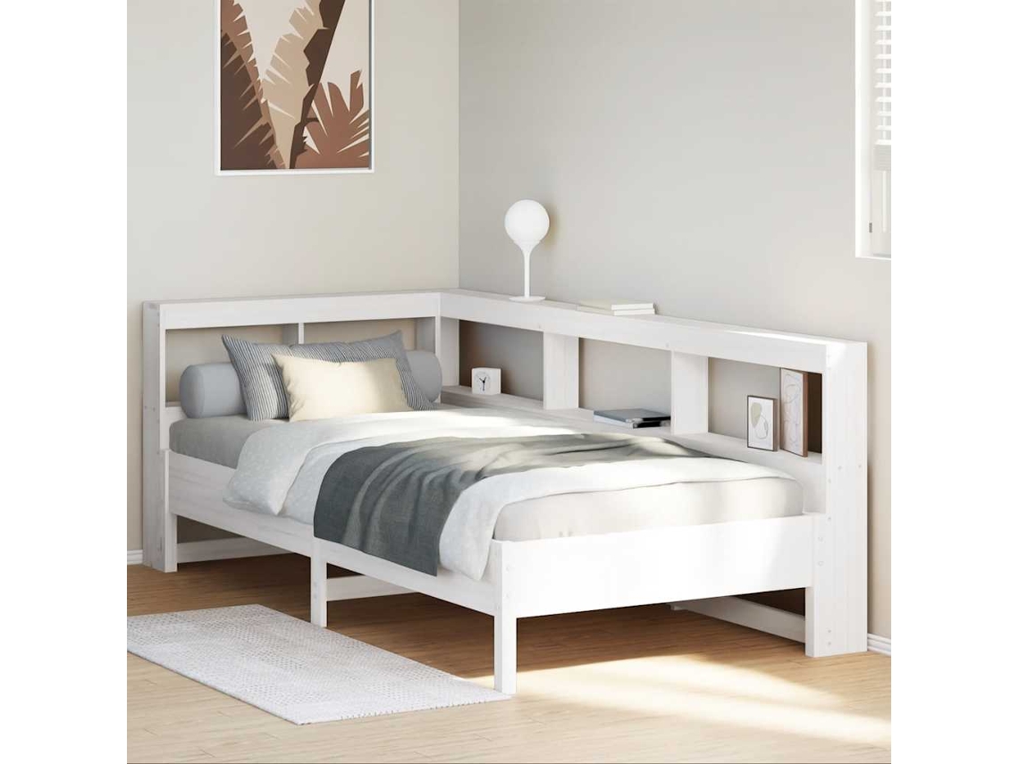 Cama Individual | Cama Con Estantería Sin Colchón Madera Maciza De Pino 90x190 Cm