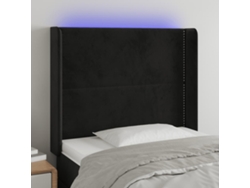 Cabecero Con Led De Terciopelo Negro 103x16x118/128 Cm