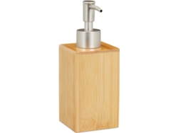 Dispensador De Jabón Líquido Recargable Con Bomba Presión, Fabricado En Bambú Y Plástico, 200 Ml, Para Uso El Baño, Color Natural/plat...
