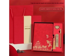 Set de regalo premium con libreta, marcapáginas y bolígrafo MDUG (rojo)