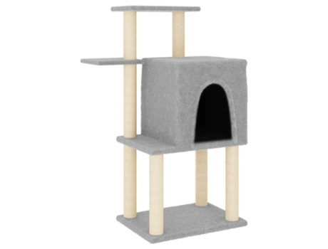 Rascador para gatos con postes de sisal gris claro VIDAXL (97 cm)