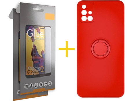 Carcasa + 2 Protectores de Pantalla para Samsung Galaxy A71 SKYHE Rojo