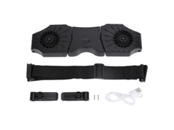 Ventilador trasero recargable por USB, 3 velocidades, negro.