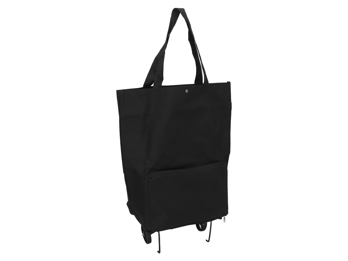 Carrito de compra plegable GOKOCO con ruedas, bolsa de almacenamiento de tela multifuncional, bolsa de compra portátil (negra)