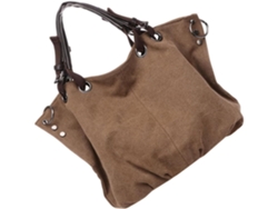 Bolso De Mano De Lona Portátil De Gran Capacidad, Color Café, Bolso De Hombro Para Mujer, Para Uso Diario.