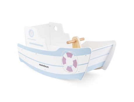 Juguete Balancín de Madera, Barco Balancín Grande para Niños 18 meses hasta 25 KG, Asiento espacioso con respaldo, Pintura ecológica MAMABRUM