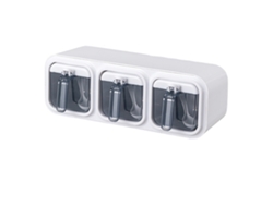 Juego De Cajas De Especias Autoadhesivas De Pared Con 3 Compartimentos, Organizador De Cocina De Plástico Blanco, 32x11x11cm