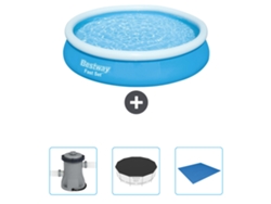 Piscina Hinchable Redonda Fast Set BESTWAY - 366 x 76 cm - Azul - Incluida Bomba - Cubrir - Suelo