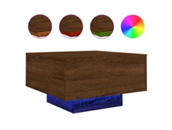Mesa de centro con luces LED, roble marrón, MAISON EXCLUSIVE (55x55x31 cm)