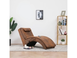 Diván de masaje con almohada de piel de ante artificial marrón