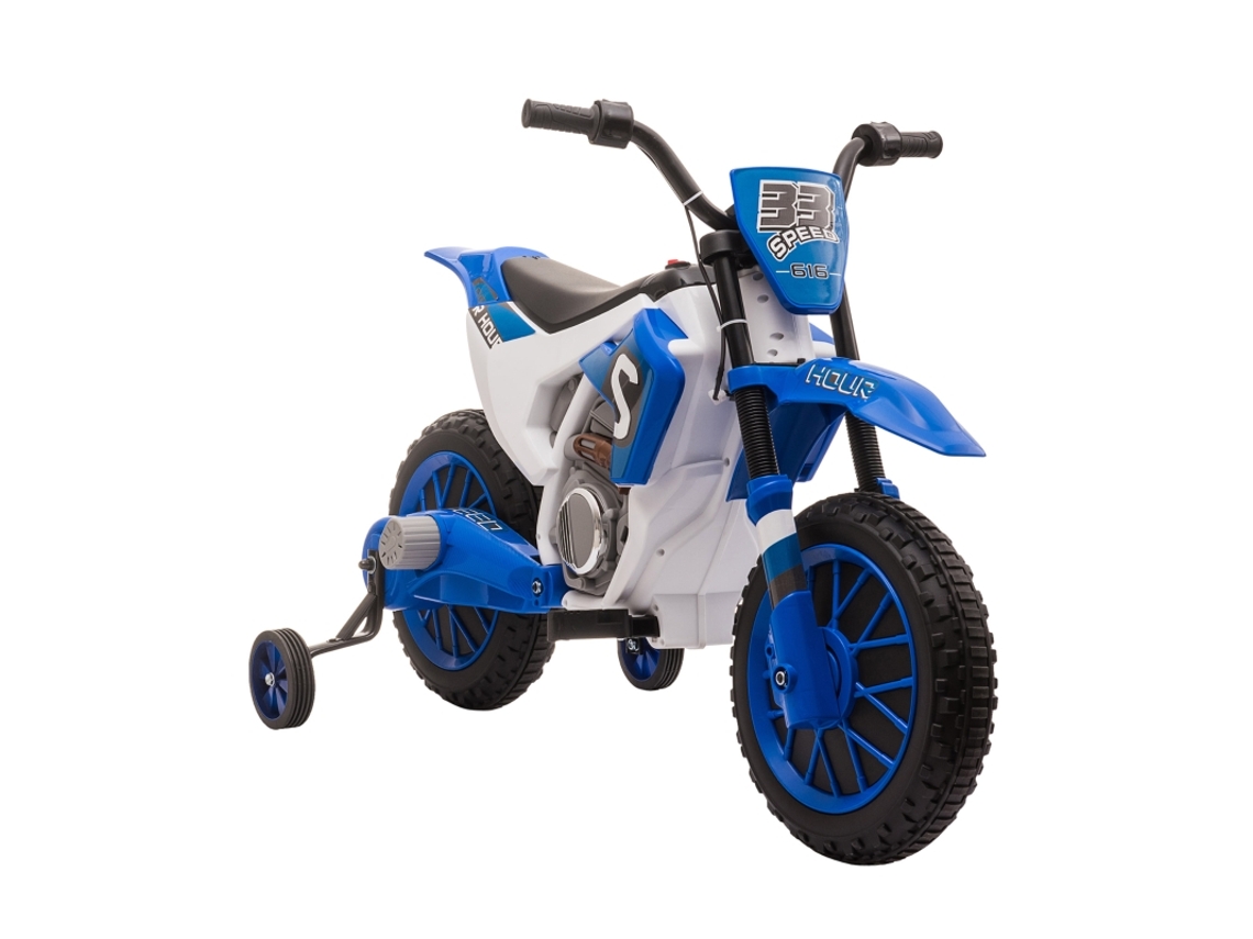 Motocicleta Eléctrica, 45 Minutos, Con Ruedines, 3 Años, Azul Y Blanco, 107x52x68cm