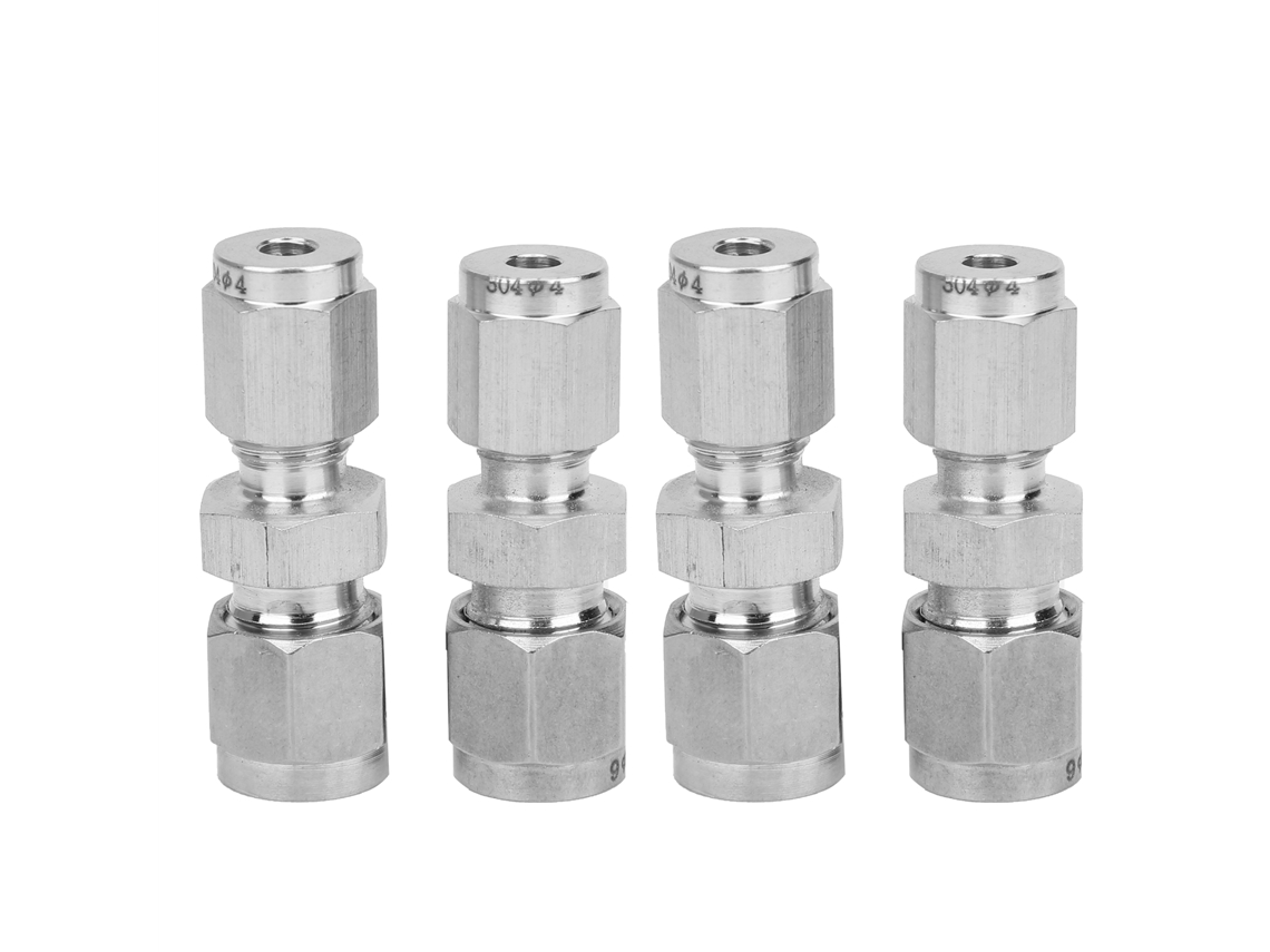4 Peças Conector De Tubo De Compressão Aço Inoxidável Com Duas Ferrulas Adaptador (ф4/ф6) Ferramentas Industriais