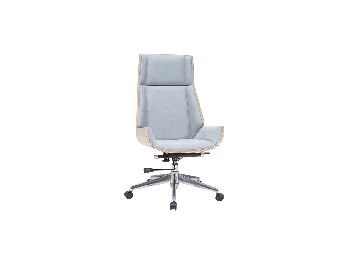 Sillón de Escritorio Moderno Tejido Gris Y Madera Clara Curved MILIBOO