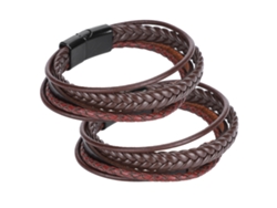2 Pulseras De Cuero Sintético Trenzado Con Botón Magnético, Pulsera Vintage Para Manualidades.