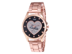 Reloj De Cuarzo Redondo Para Mujer, Color Oro Rosa, Con Brazalete De Acero Y Piedras Preciosas J45