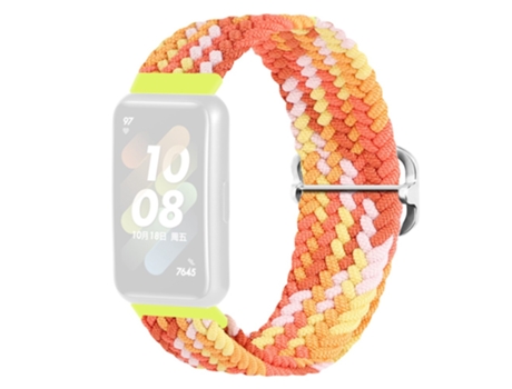 Correa de tela tejida hebilla trenzada para Huawei Band 7 - naranja colorido