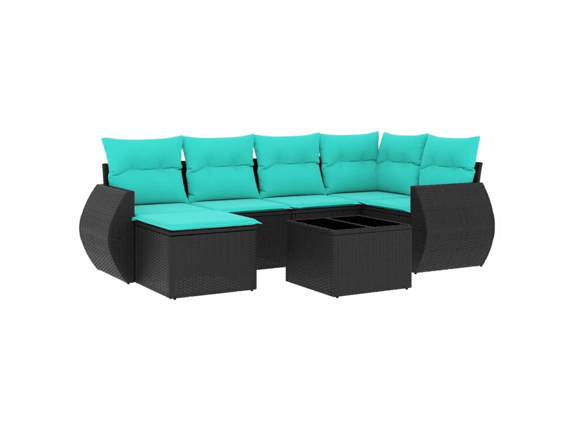 Maison Exclusive - Conjunto De Sofá De Jardín De 7 Piezas Con Cojines, De Poliratán Negro