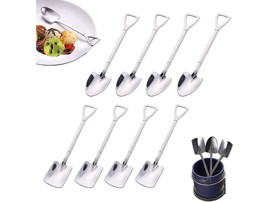 Cuchara de acero inoxidable 304 para café, té, helado y postres con diseño ergonómico y portátil.