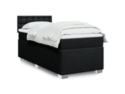 Cama Box Spring Con Colchón Tela Negro 80x200 Cm