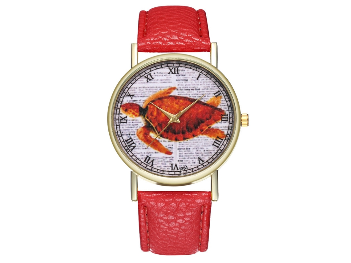 Reloj De Pulsera De Cuarzo Para Estudiantes Con Correa De Pu, Números Romanos, Redondo, Rojo.