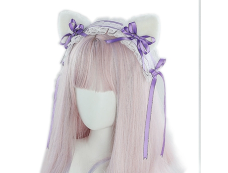 Tocado De Orejas De Gato Lolita, Accesorios De Fiesta Para El Cabello De Mucama, Diademas Bonitas, Horquilla Dulce, Morado Claro ZMDECQNA