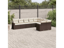 Conjunto de sofá de jardín de 9 piezas con cojines de mimbre marrón de DKD Home Decor