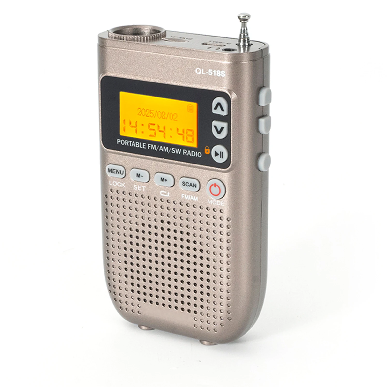 Mini Radio Fm/am/sw (caqui) - Altavoz Bluetooth - Linterna - Temporizador De Apagado Automático - Compatible Con Tarjeta Tf