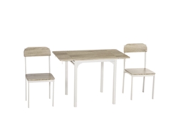 Conjunto De Mesa De Cocina 3 Piezas Con 2 Sillas, Tablero Plegable 120×60 Cm, Acero Y Mdf, Natural/blanco