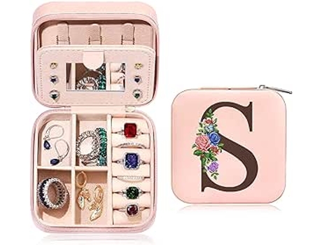 Organizador de porta-joias de viagem com espelho Rosado Model A